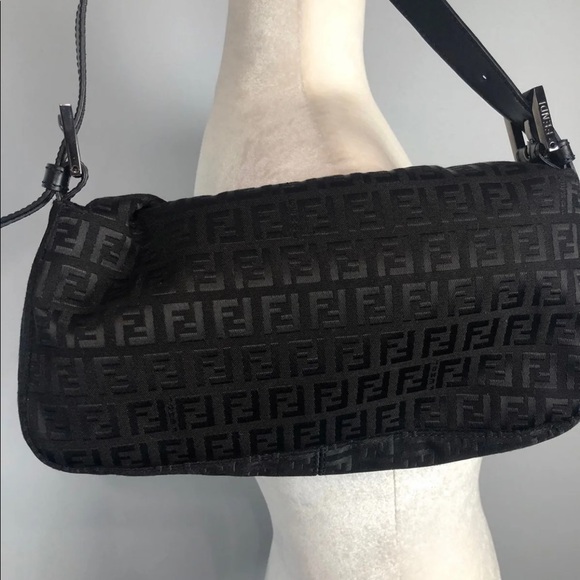 FENDI Authentic Black Zuchinno Canvas Baguette - Picture 2 of 16